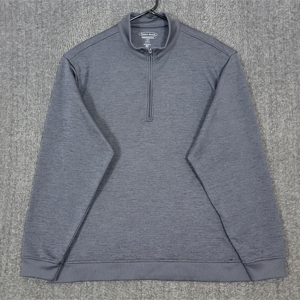 Pebble Beach Performance 1/4 Zip Mens XL Gray Activewear Golf Shirt Pullover